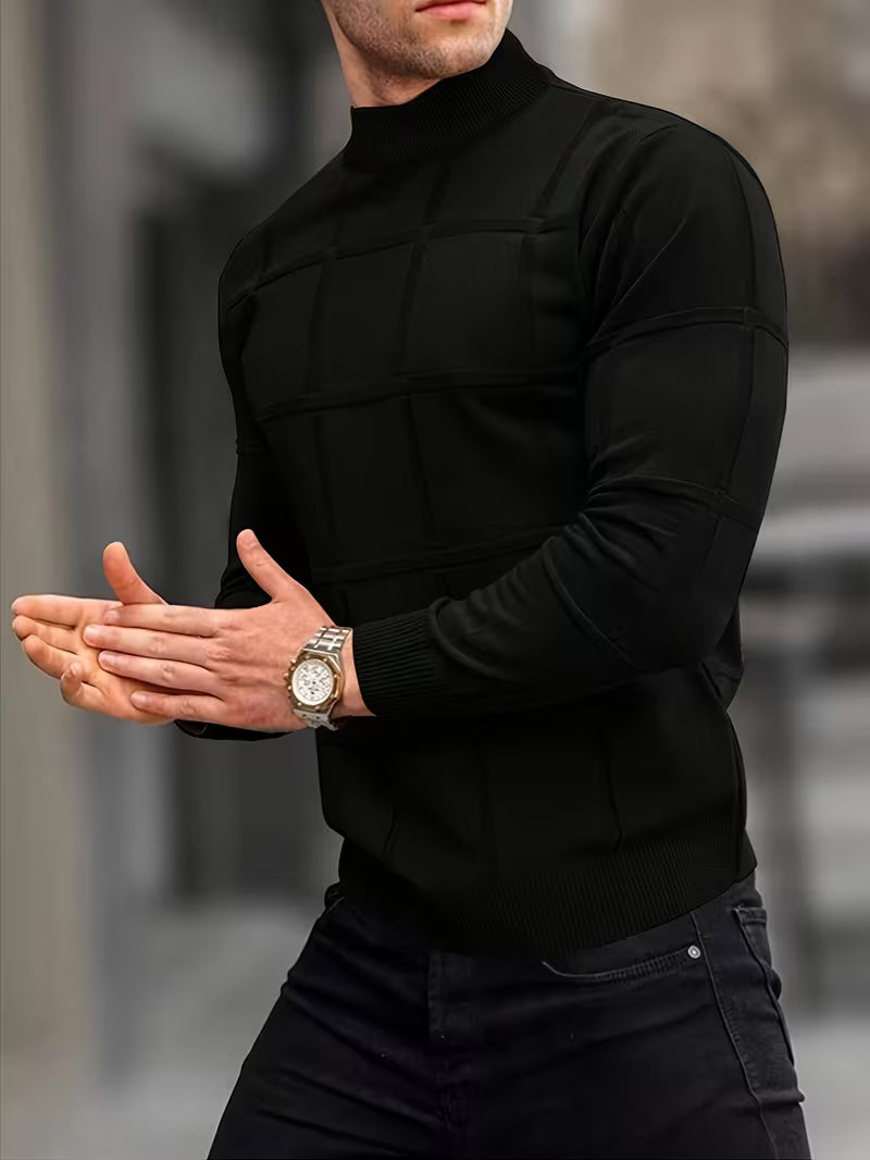 Roaan | Textured Mock Neck Long Sleeve Sweater