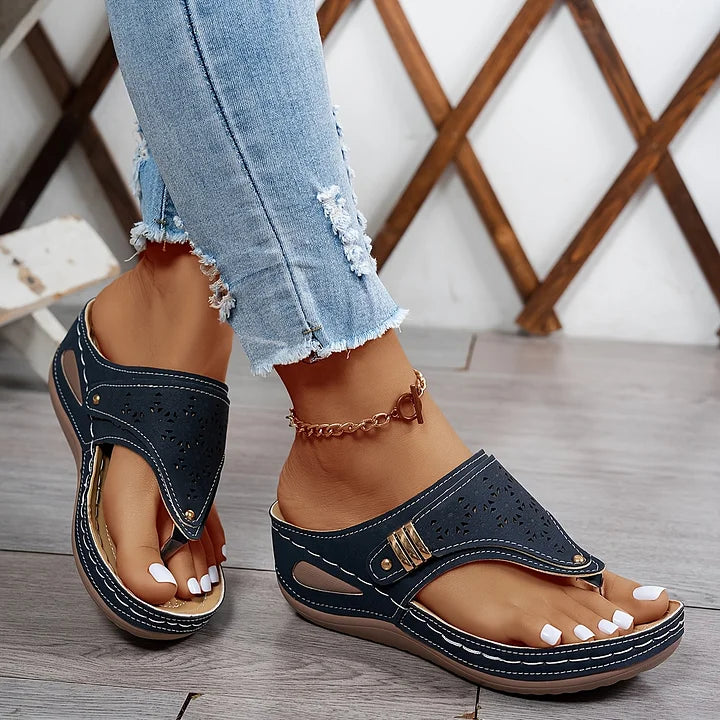 Tiara - Wedge Slip On Cutout Sandals