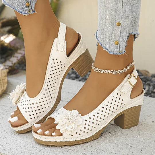 Imogen | Open Toe Slingback Block Heel Sandal