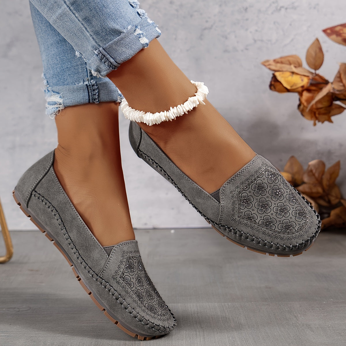 Lyrissa | Floral Slip-On Loafers Shoes