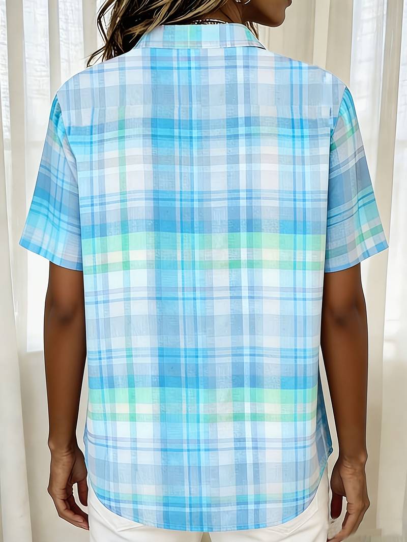 Endrita | Plaid Short Sleeve Button Front Shirt