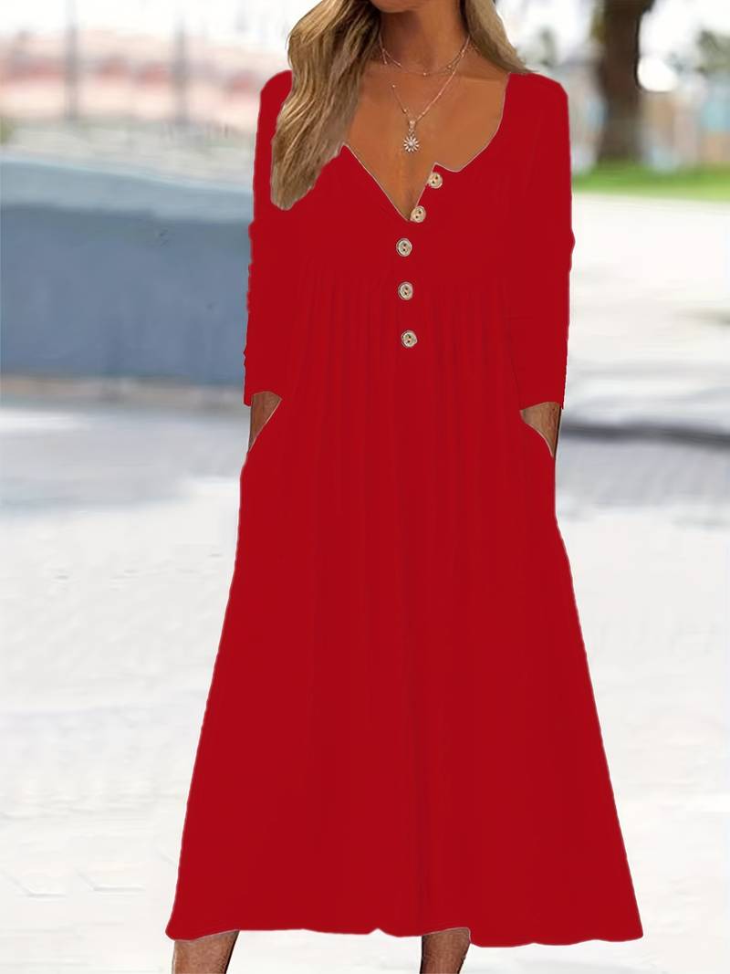 Imethma | Maxi Dress Long Sleeve Button Pocket