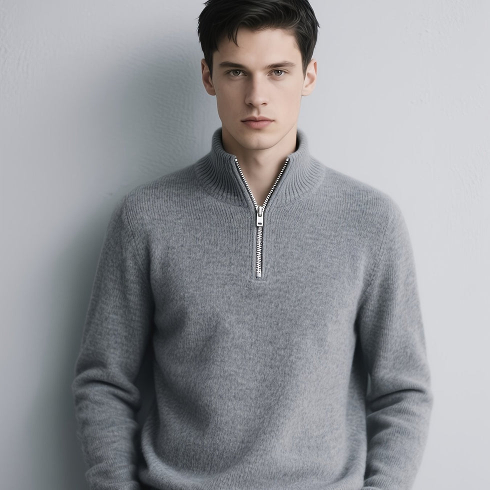 Sumuel | Quarter Zip Knit Sweater Long Sleeve