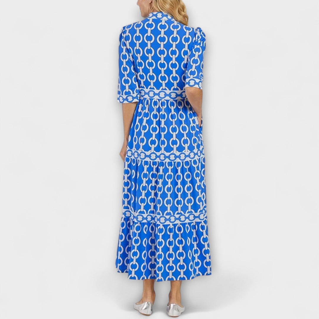Stavroula | Chain Print V-Neck Midi Dress