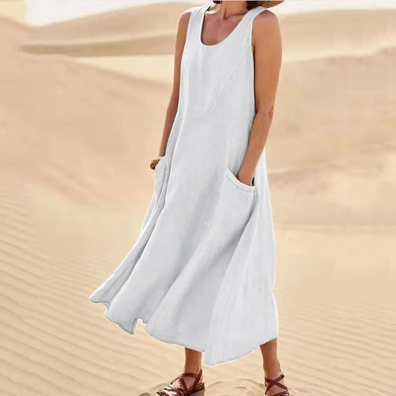 Zoha | Sleeveless Pocket Maxi Swing Dress