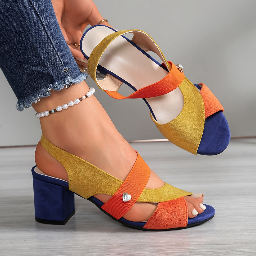 Josien | Colorblock Open Toe Block Heel Sandals