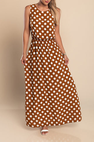 Lyna | Polka Dot Sleeveless Maxi Dress