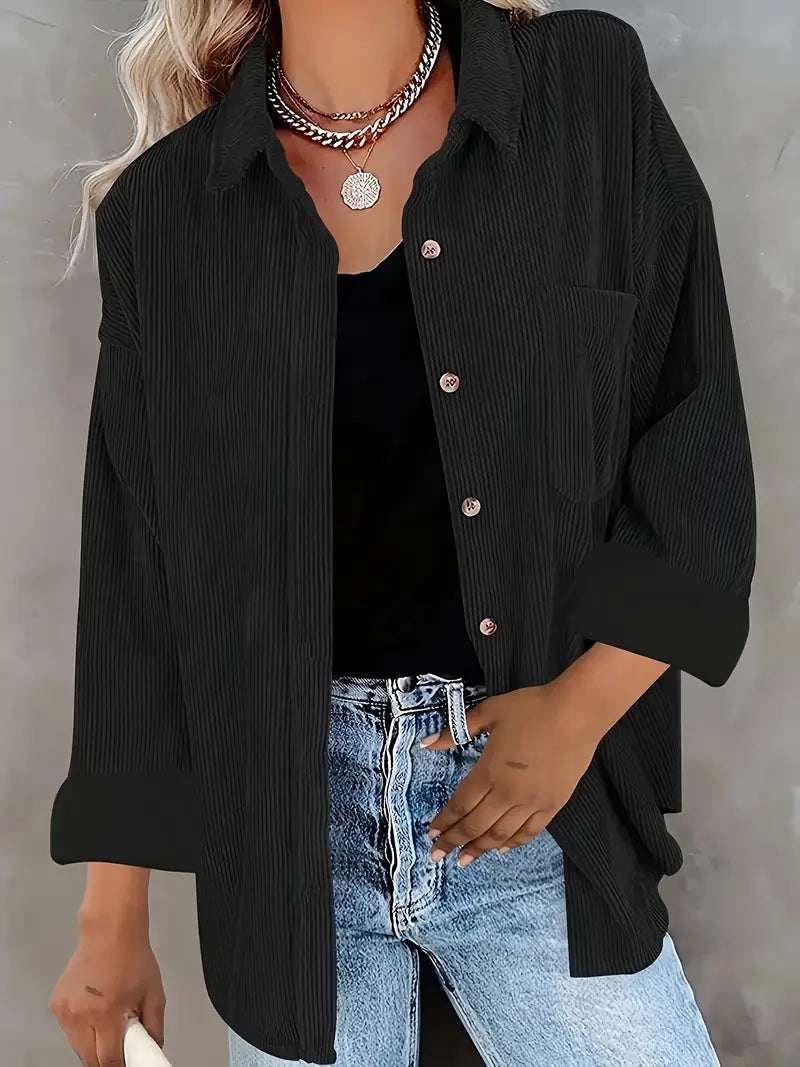 Irmela | Long Sleeve Corduroy Button Shirt