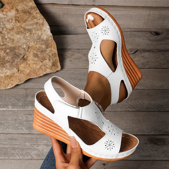 Setia | Wedge Sandals With Floral Cutout Design