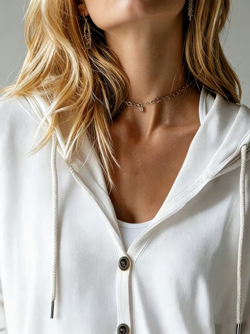 Avila | Hooded Button Front Long Sleeve Cardigan