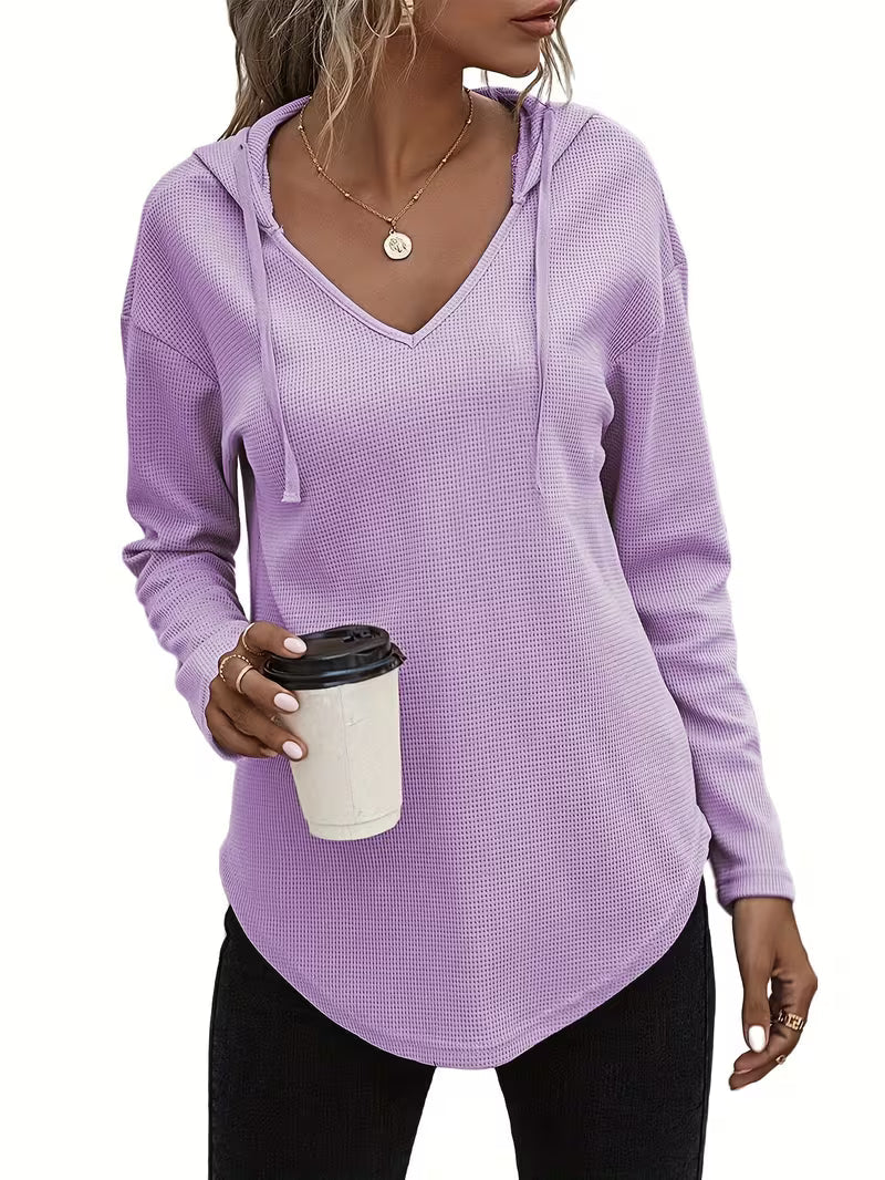 Heydi | Hooded Sweatshirt with V-Neck Curved Hem