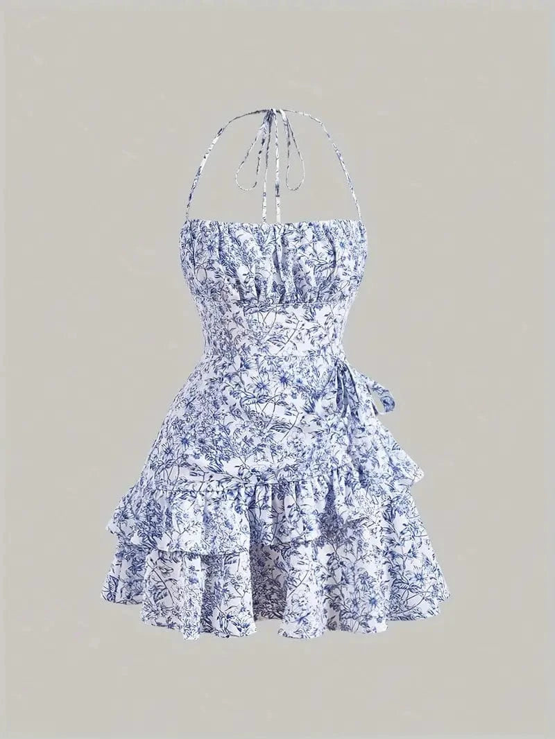 Ortagus | Dress Floral Ruffle Tie Strap Mini