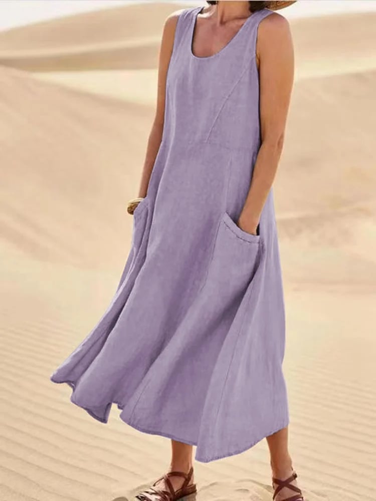 Zoha | Sleeveless Pocket Maxi Swing Dress