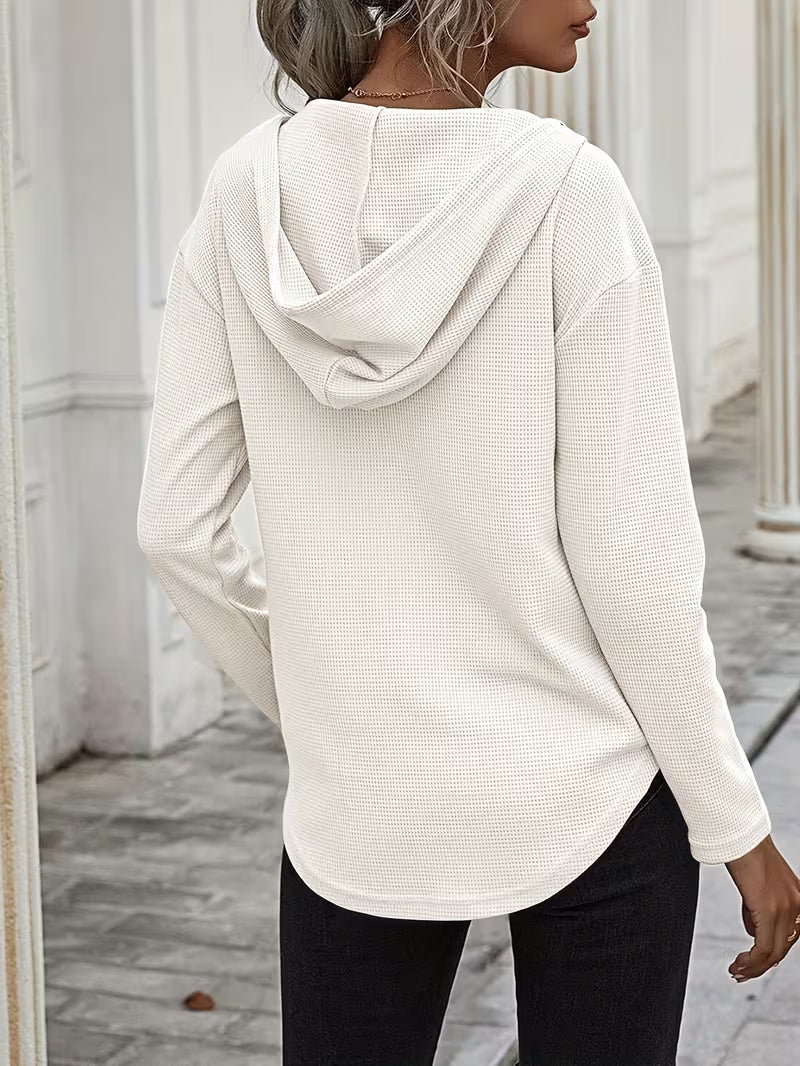 Heydi | Hooded Sweatshirt with V-Neck Curved Hem