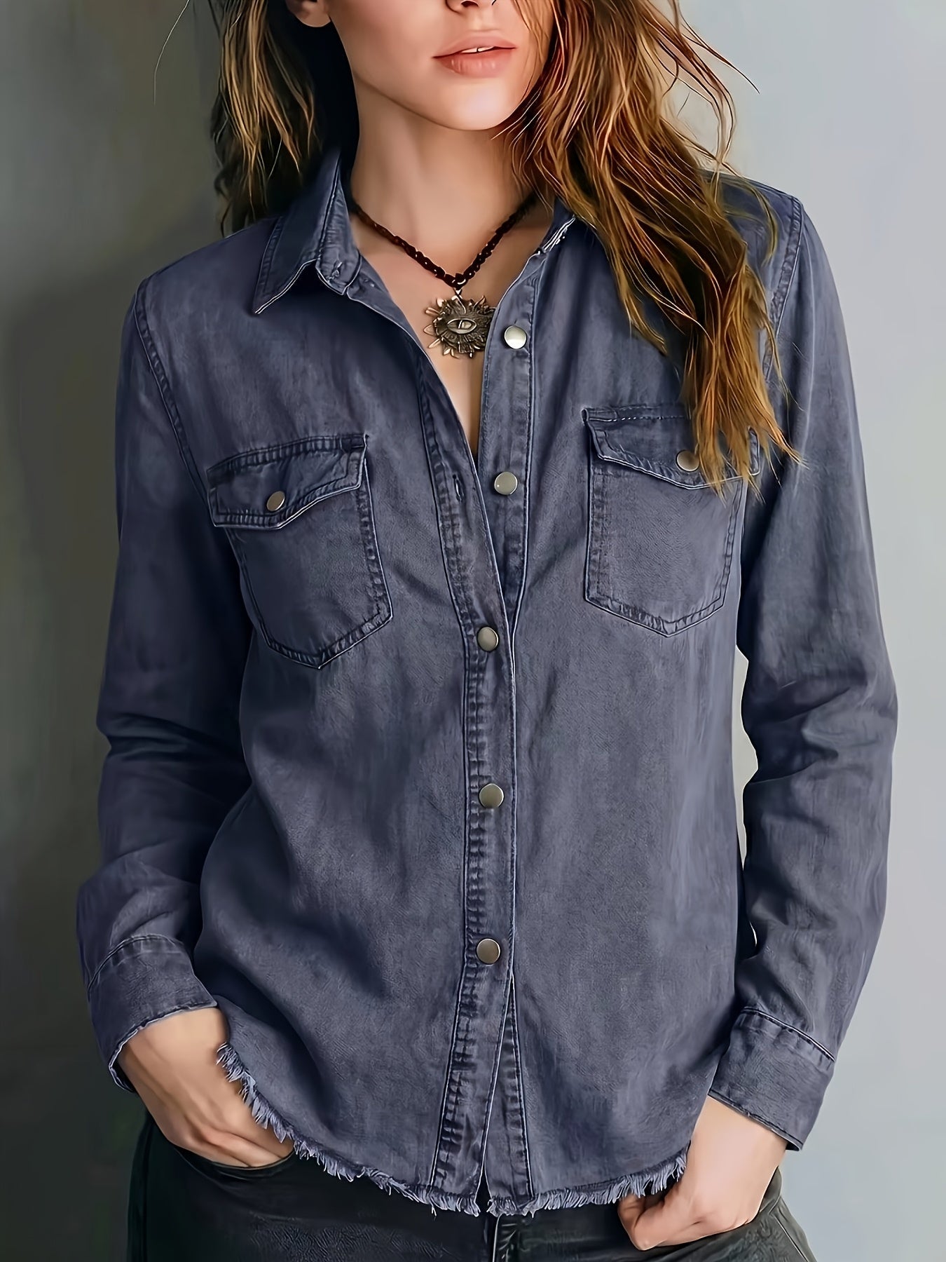 Blazka | Button Front Long Sleeve Shirt with Pockets
