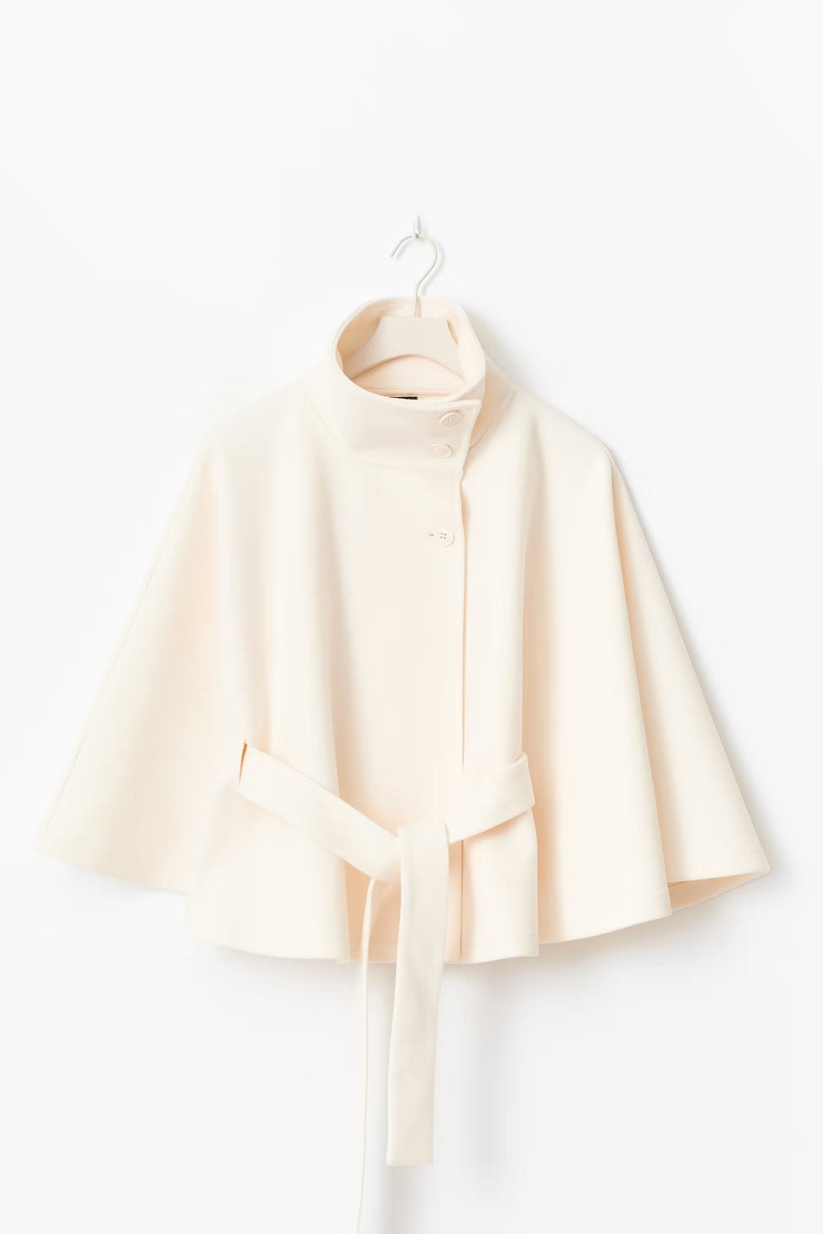 Carole | Cape Stand Collar Belted Button Front