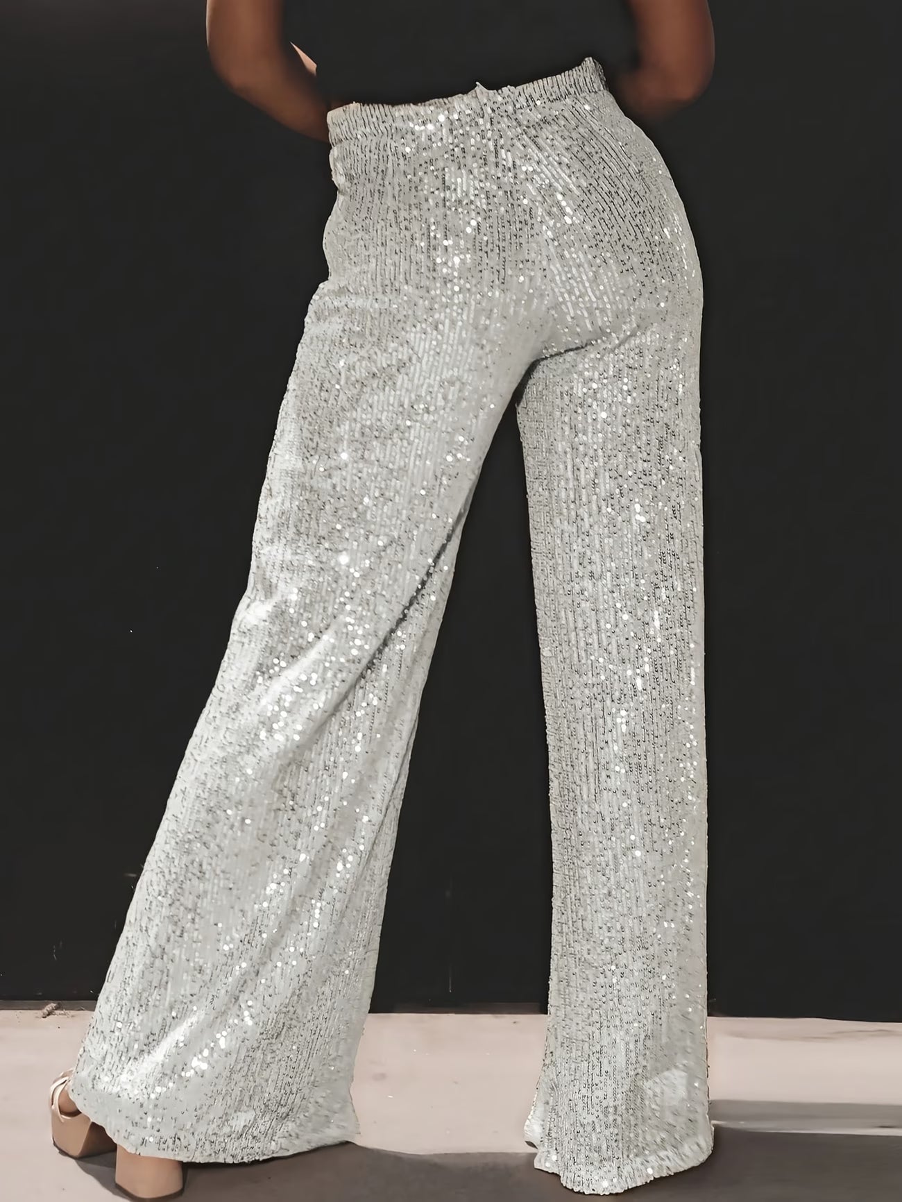 Tnora | Pants with Sequin Finish Wide Leg