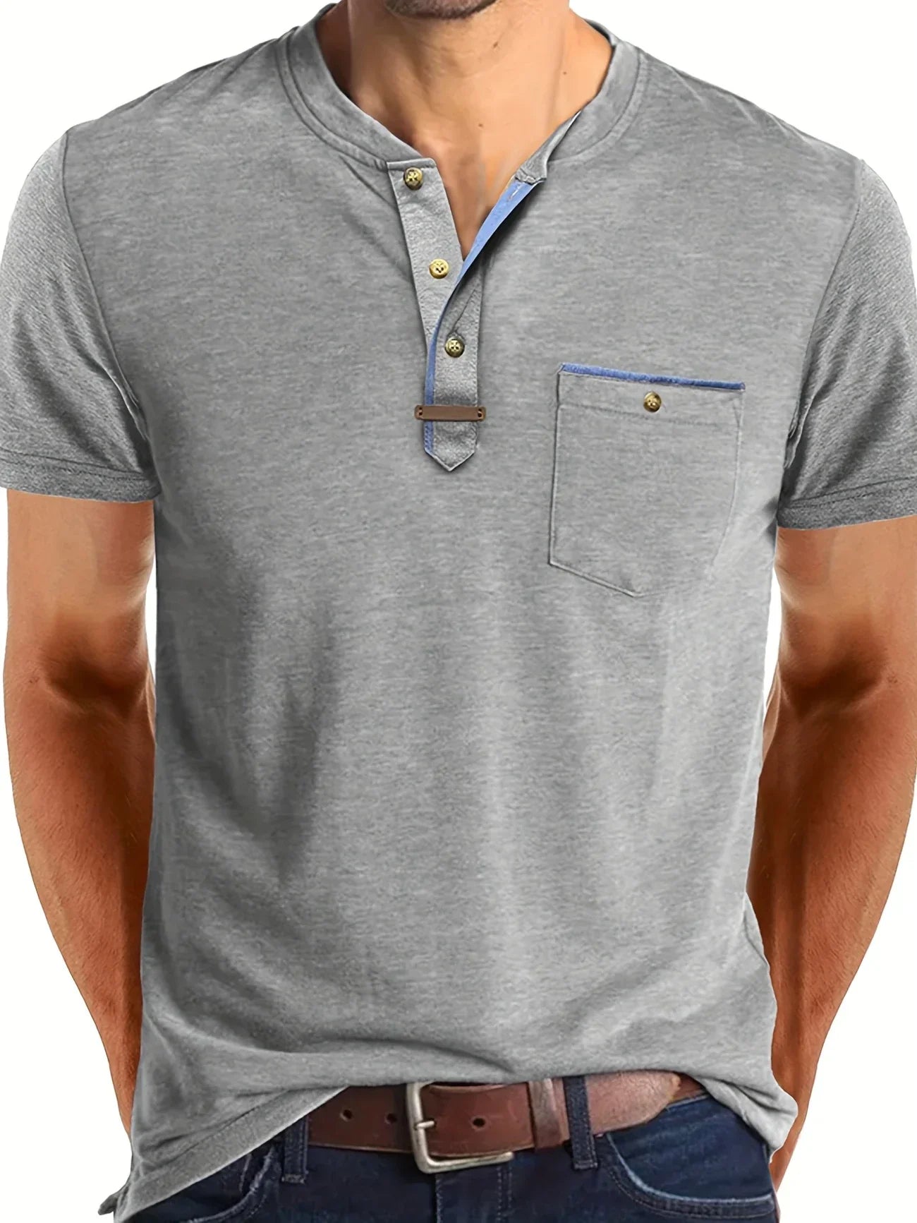 Saxon | Short Sleeve Pocket Henley T Shirt