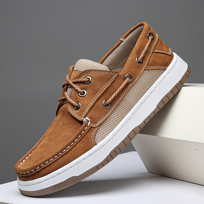 Fazil | Casual Lace-Up Contrast Panel Boat Shoes