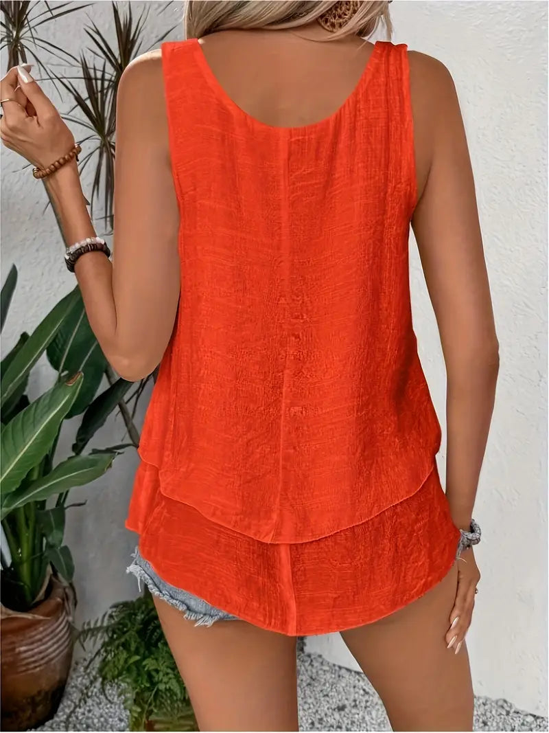 Cressida | Sleeveless Layered Swing Tank Top
