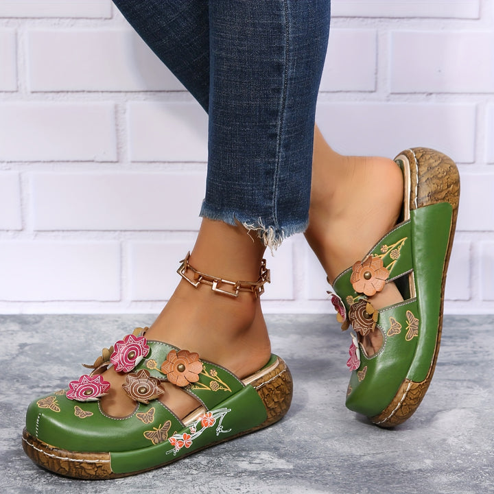 Oprah | Floral Cutout Clog Shoes With Prints