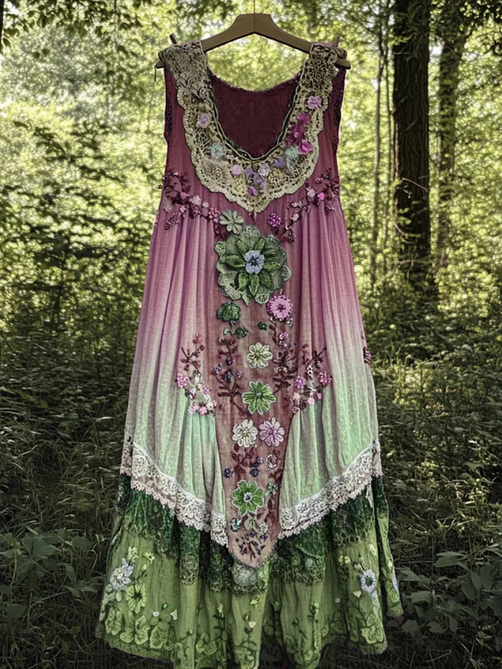 Evabella | Patchwork Floral Sleeveless Tank Maxi Dress