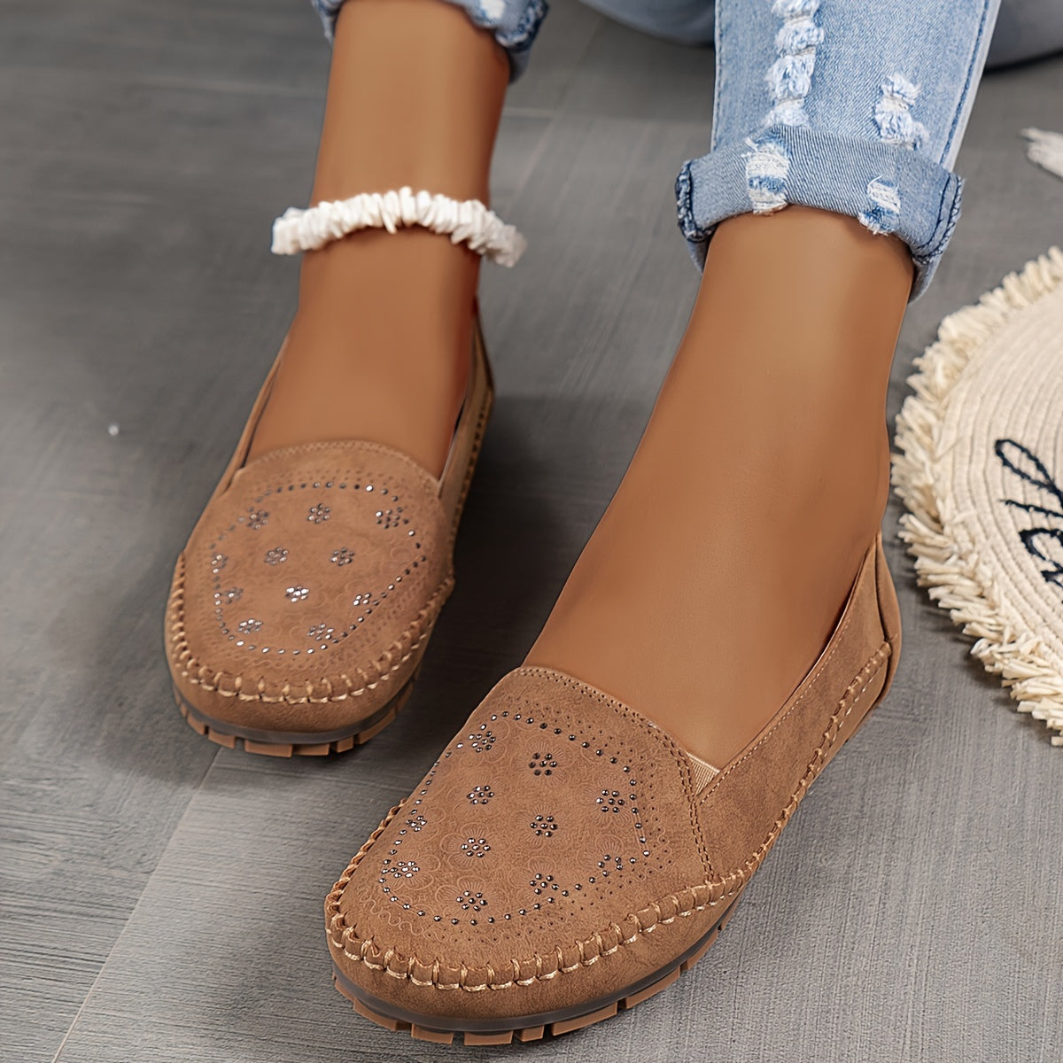 Lyrissa | Floral Slip-On Loafers Shoes