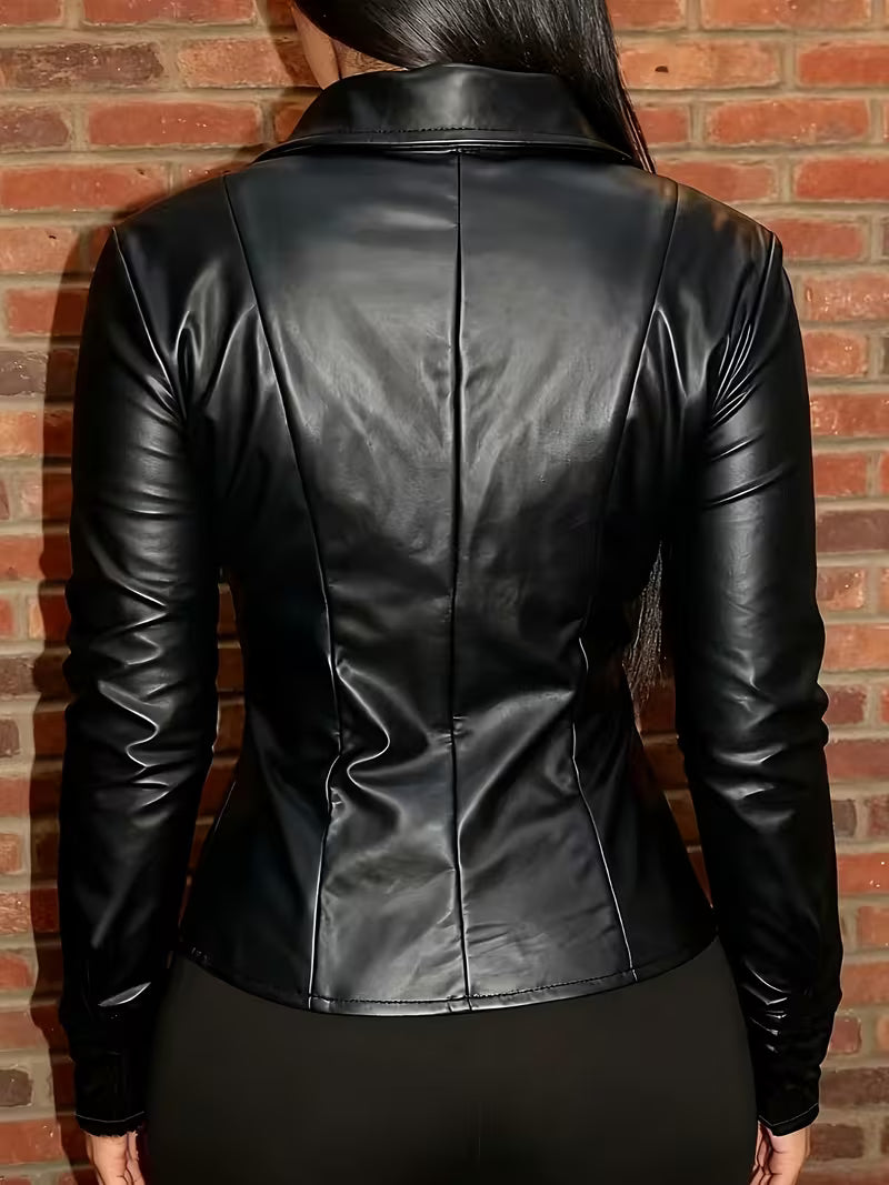 Celita | Leather Jacket with Front Pockets