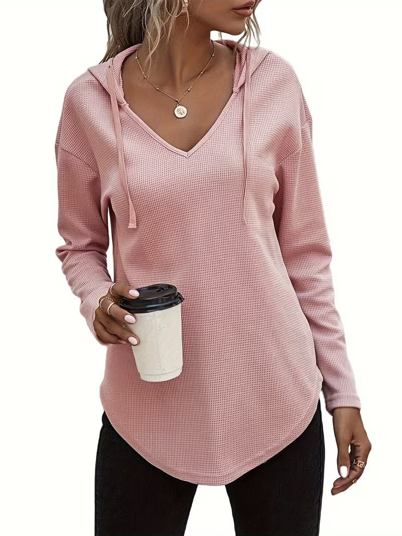 Heydi | Hooded Sweatshirt with V-Neck Curved Hem