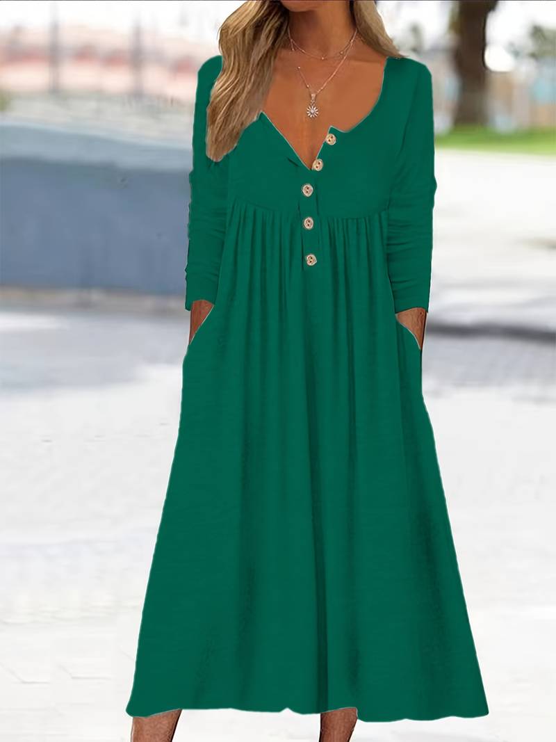 Imethma | Maxi Dress Long Sleeve Button Pocket