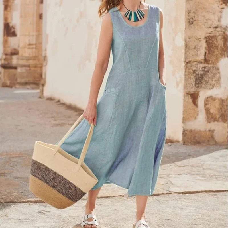 Zoha | Sleeveless Pocket Maxi Swing Dress