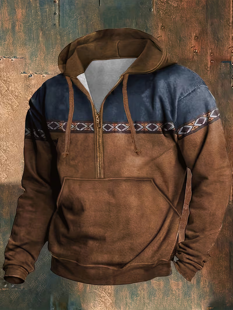 Hakan | Hooded Half Zip Long Sleeve Sweatshirt