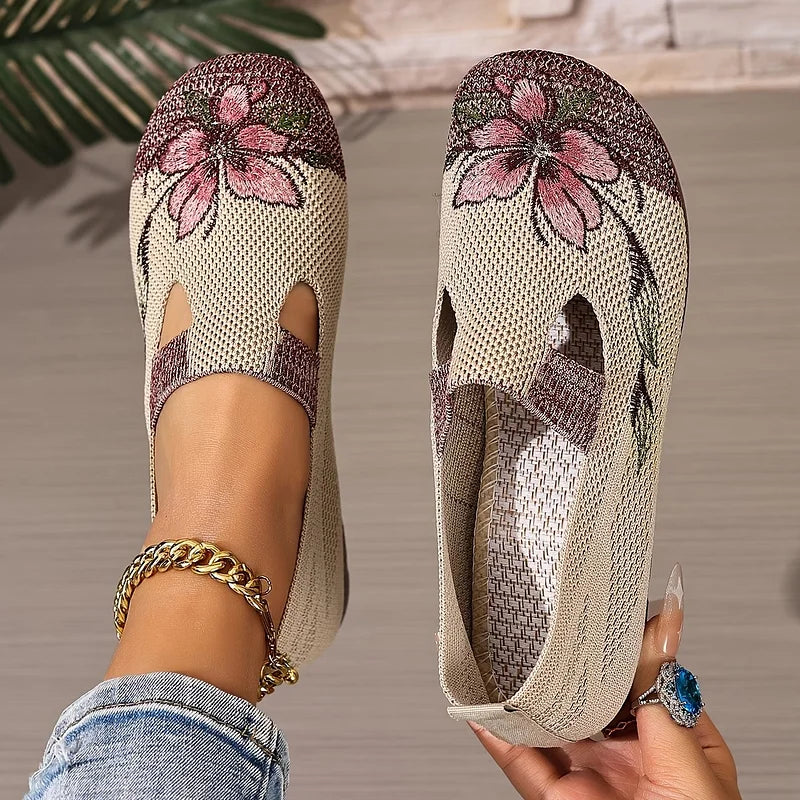 Martine – Floral Knit Slip On Walking Shoes