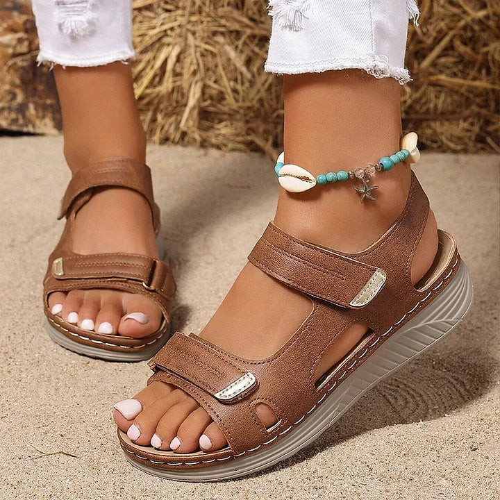 Astride | Adjustable Strap Open Toe Wedge Sandals