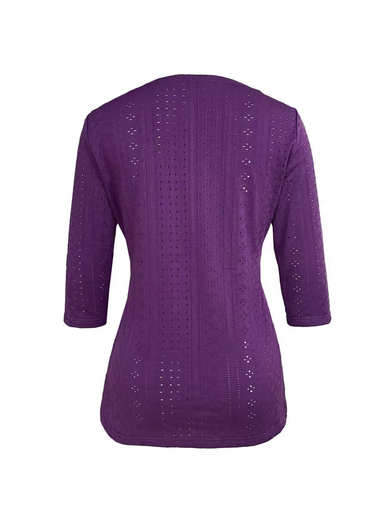 Svevelle | Lace Yoke Button Detail Top