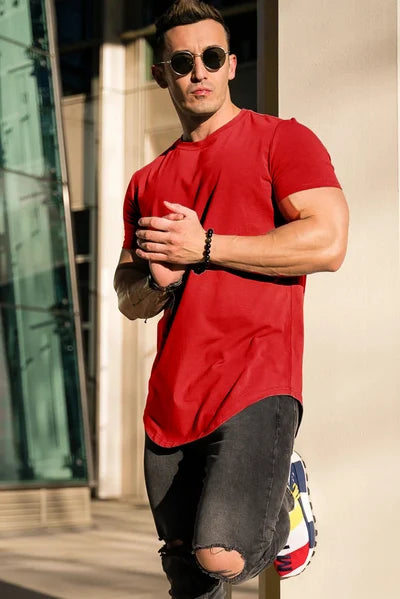 Maxwell - Curved Hem Crewneck T Shirt