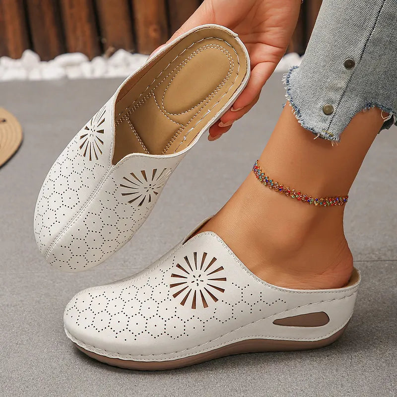 Lainey | Clog Mules With Cutout Floral Design