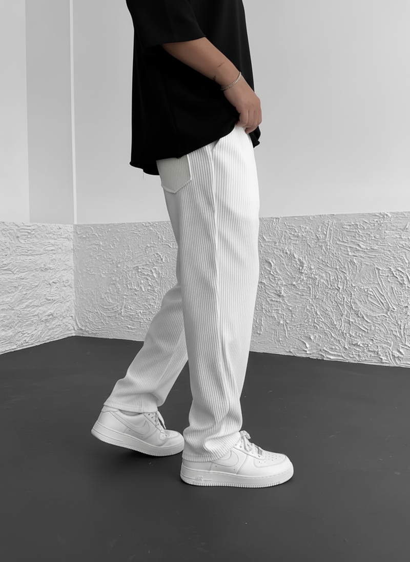 Eliezer | Ribbed Relaxed-Fit Drawstring Pants