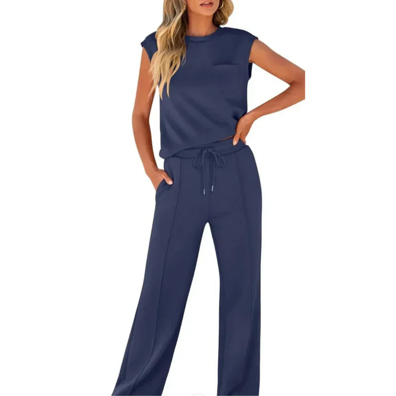 Pestana | Sleeveless Top Wide Leg Pants Set