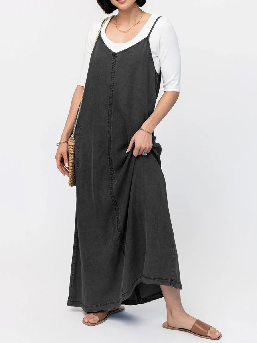 Éricaa | Denim-Style Loose Fit Maxi Dress