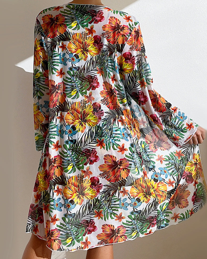Vitoriya | Floral Print Three-Piece Bikini Set