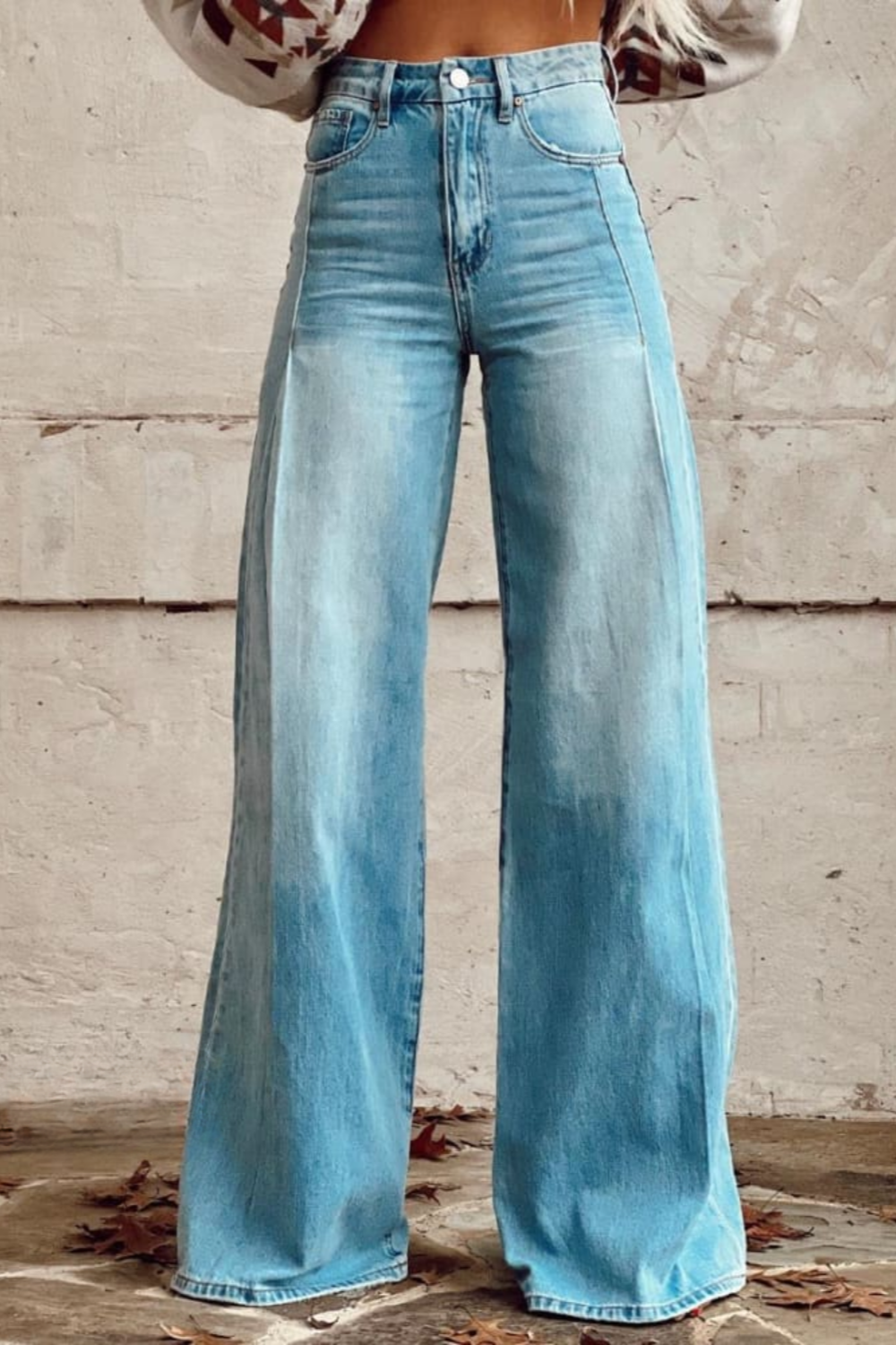 Mailin | Pants Wide Leg Denim Style Prints