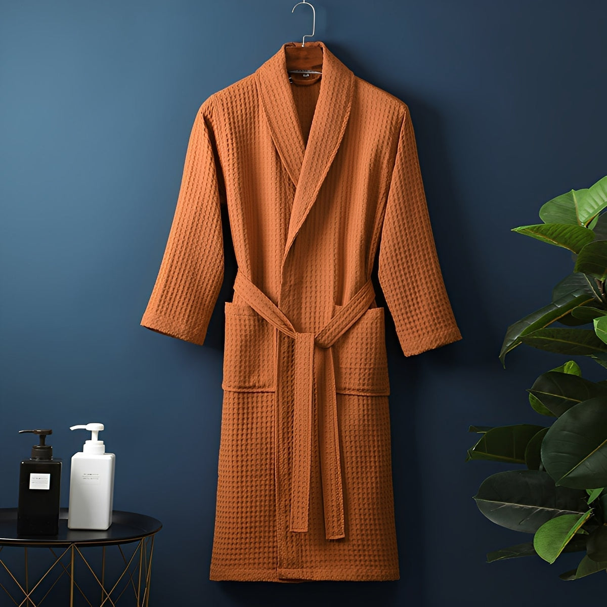 Nathan | Bathrobe With Waffle Texture and Tie Belt