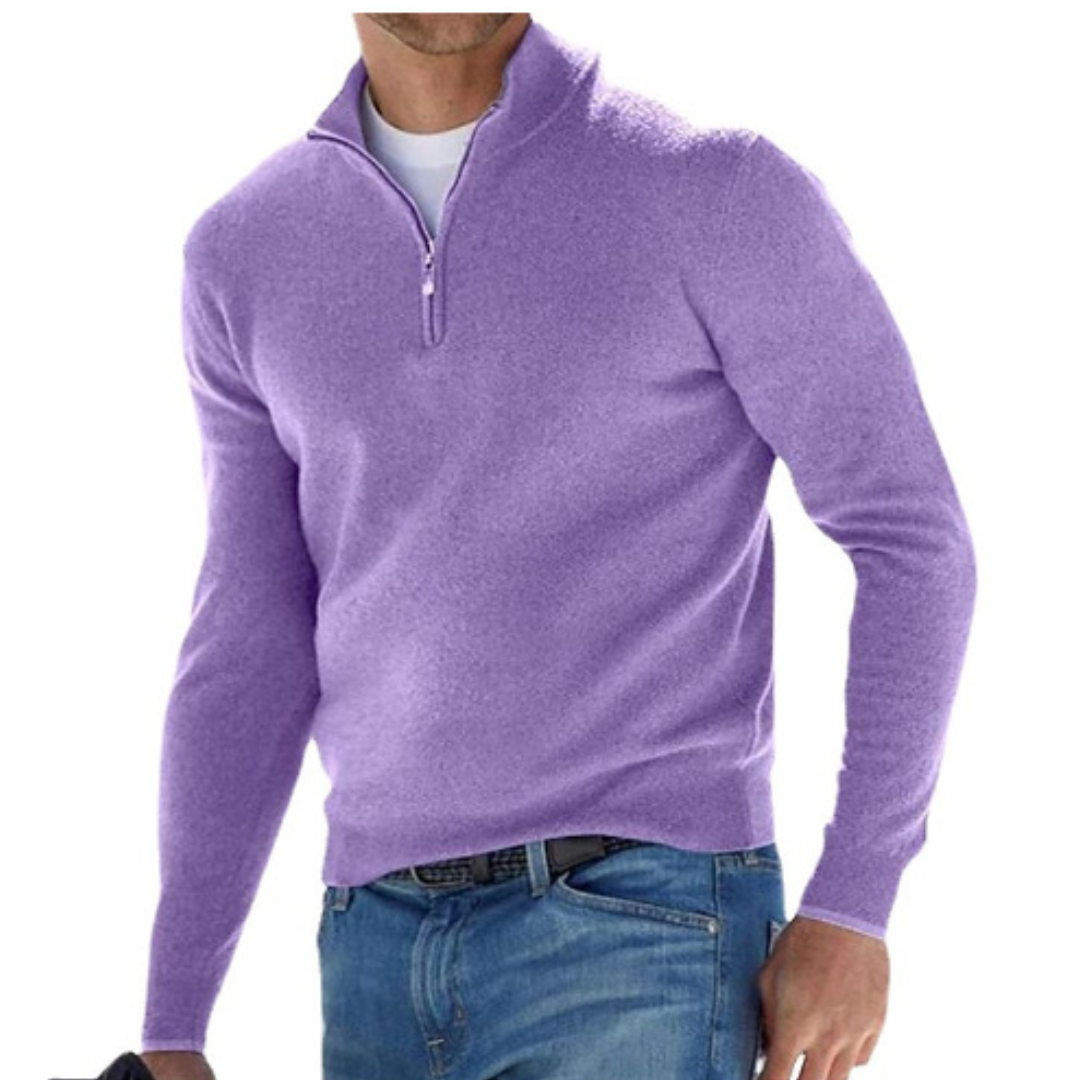 Robbert | Sweater With Quarter Zip and Stand Collar