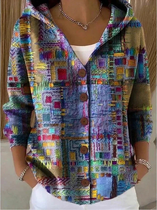 Annie | Cardigan Hooded Button-Front Long-Sleeve Top
