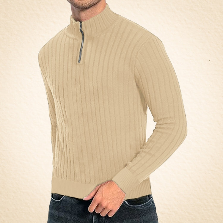 Zaccheo | Sweater Ribbed Knit Quarter Zip Turtleneck