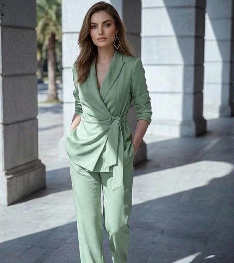 Asya | Wrap Blazer Pant Suit Set