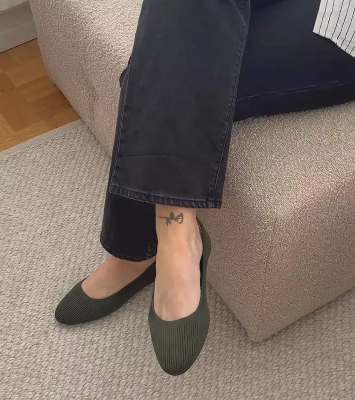 Alfia | Ballet Flats Ribbed Round Toe Slip Ons