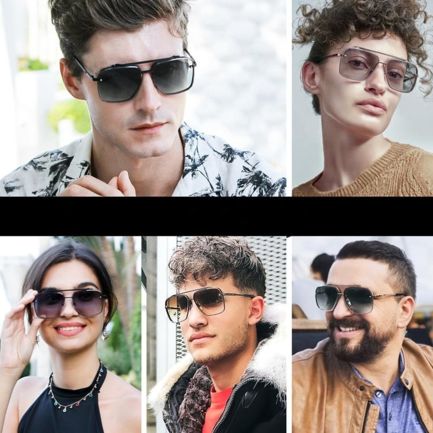 RayForge - Square Aviator Gradient Lens Metal Sunglasses