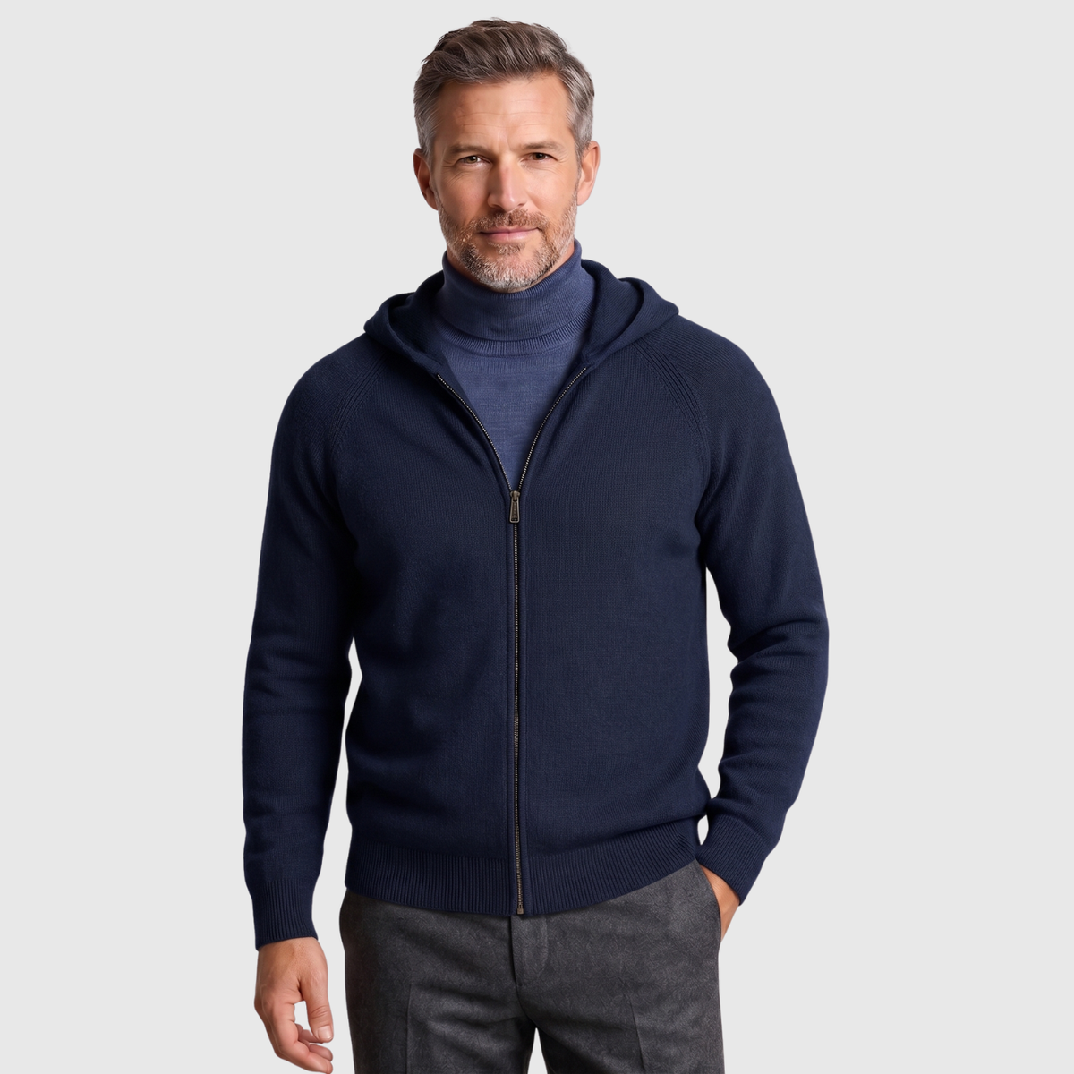 Atlascore | Hooded Merino Wool Zip-Up Sweater